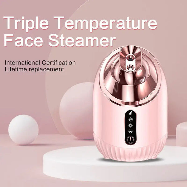 Nano Ionic Facial Steamer for Deep Cleansing – 3-Temperature Hot & Cold Mist, Aromatherapy, Pore Care & Skin Hydration