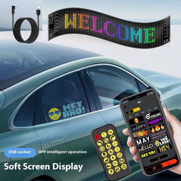 Flexible LED Car Display Sign – Waterproof, Bluetooth App-Controlled RGB Pixel Panel for Window Messaging, Advertising & Events