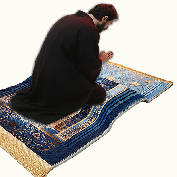 Luxury Velvet Padded Prayer Mat – Thick Islamic Janamaz with 8cm Foam Cushioning | Anti-Slip | Soft & Elegant Design for Salah | Gift-Ready