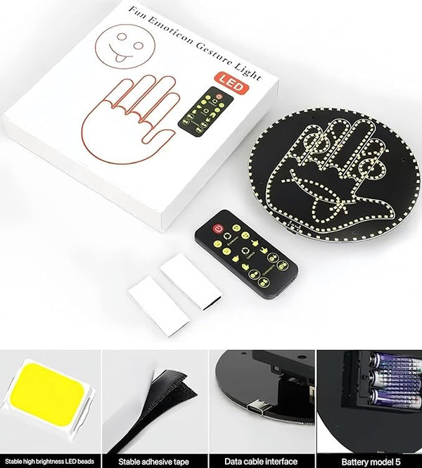 Remote Control LED Car Emoticon Display | Funny Rear Window Sign with Gesture & Emoji Lights | Wireless Vehicle Communication Light for Safe Driving